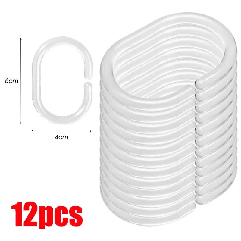 Transparent Shower Curtain Ring C Type Shower Curtain Hook Hanger Ring Reusable Bathroom Curtain Hooks Clip Bathroom Accessories