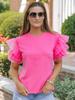 European and American Summer Gauze Ruffle Sleeve Women's Cropped T-Shirt