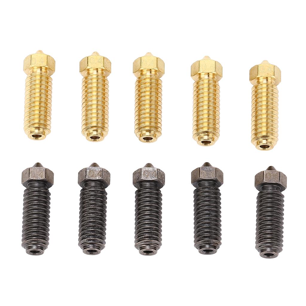 10Pcs 3D Printer Nozzles Hotend Replacement Nozzle Kit 0.4mm Brass and Hardened Steel for Kobra 3