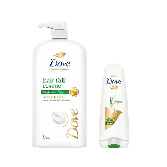 DOVE Hair Fall Rescue Shampoo 1 Litre + Conditioner 175ml, Combo | For Thicker Hair | Enriched with Nutrilock Actives