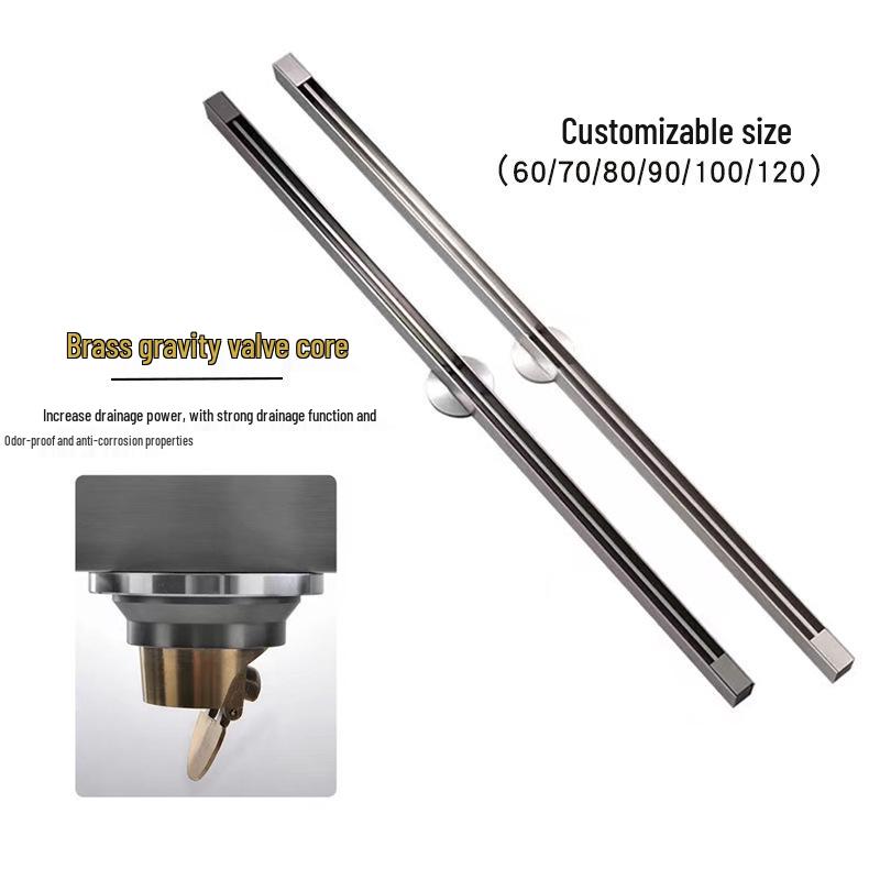 Gunmetal Ultra-Narrow Linear Stainless Steel Anti-Odor Shower Floor Drain