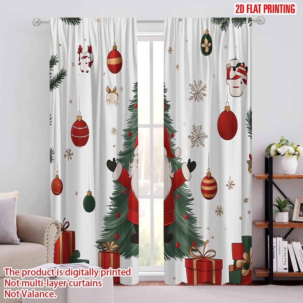 

2pcs,2D plane printing Curtains Roller Blinds Christmas Tree Gifts Santa (3) Polyester Woven (without rod) Home Decor Ldeal for 52.50 × 116.00 cm 2 pcs