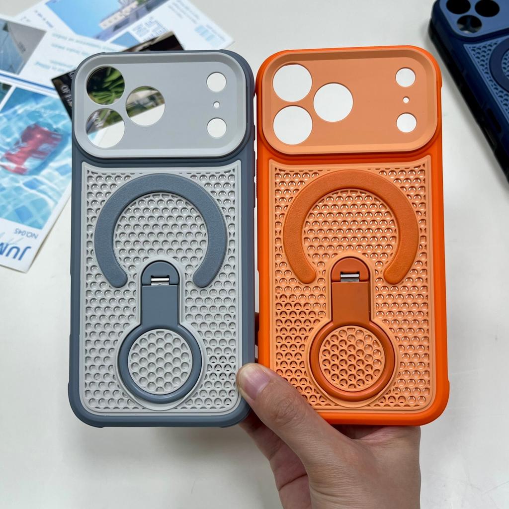360° Rotate Stand For Magsafe Magnetic Phone Case For iPhone 17 Air 16 15 14 Plus 13 12 11 Pro Max Heat Dissipation Cover