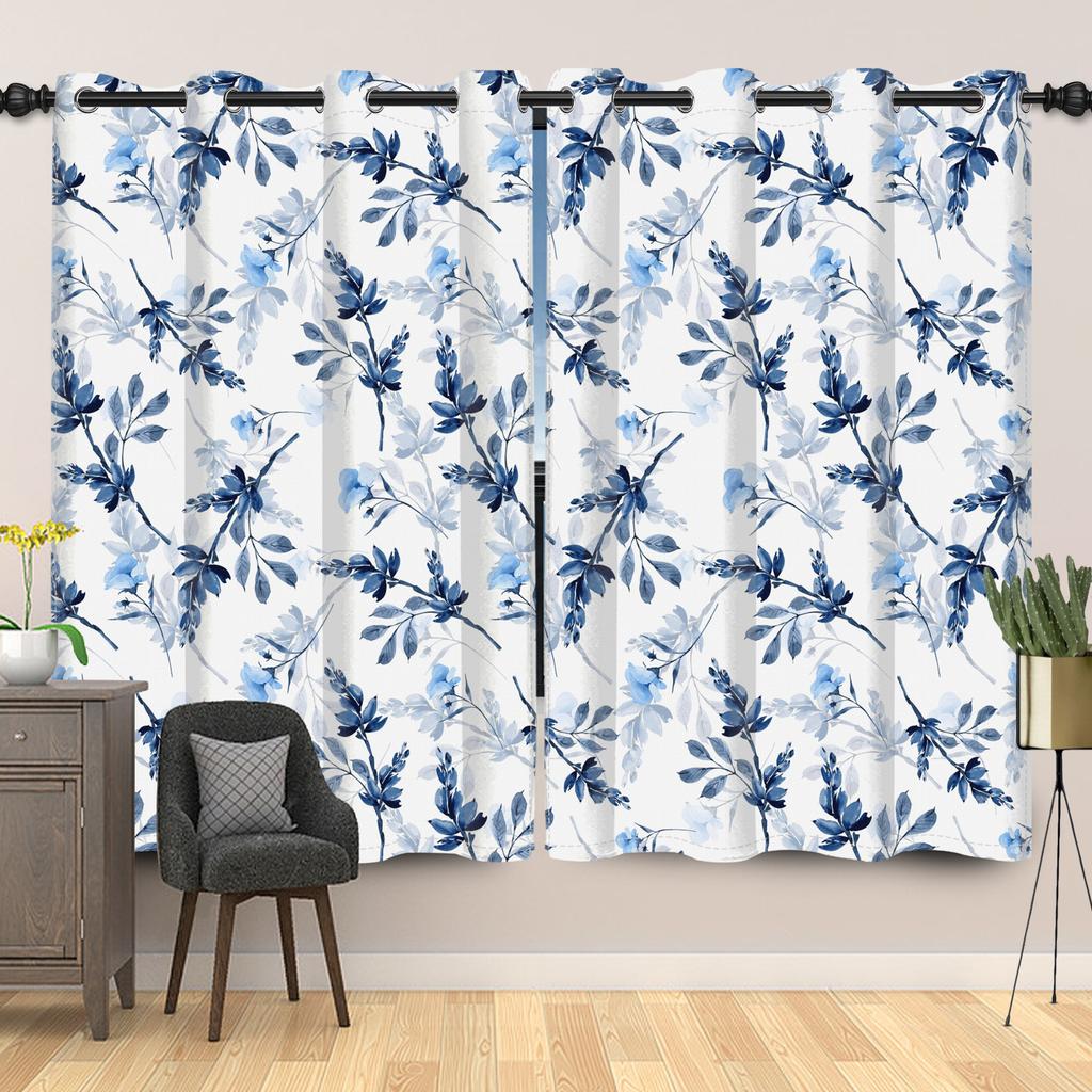 Rustic Botanical Wildflower Pattern Curtains Vintage Floral Printed Curtain Living Room Bedroom Decor Window Drapes Light Blocking For Sitting
