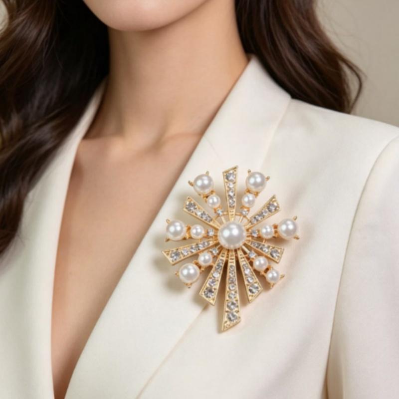 Exquisite Diamond Pearl Brooches For Women Girls Banquet Weddings Pins Versatile Shiny Corsage Clothing Accessories Gifts
