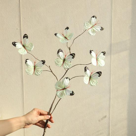 Artificial Butterfly Branches Simulation Stems with 8 Fake Butterflies for Vase Filler DIY Bouquets Home Office Table Decor