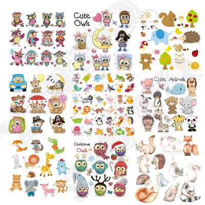 Ensemble d'animaux mignons à transfert de chaleur, patchs à repasser pour vêtements, T-shirt pour enfants, décoration appliquée, DIY bricolage