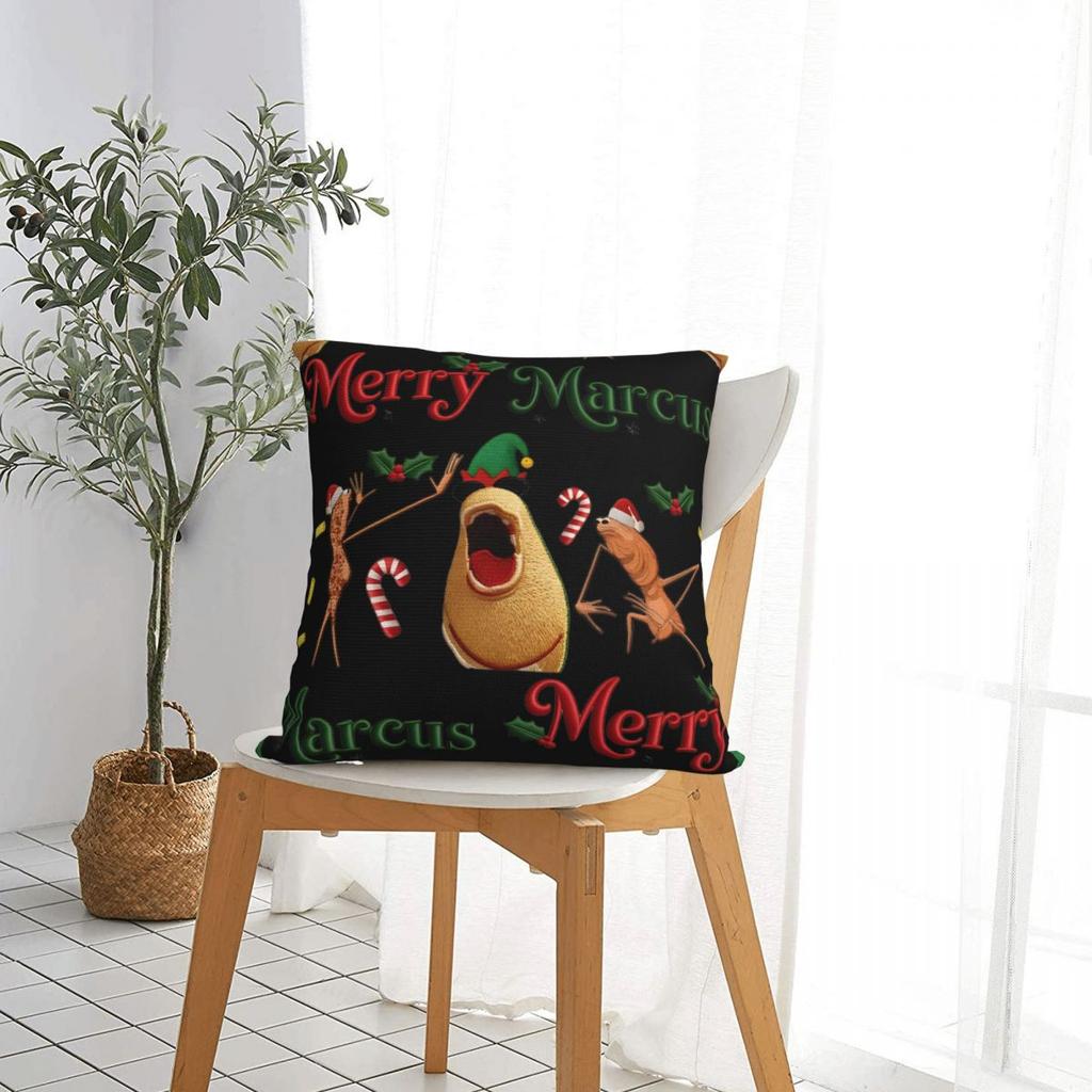 Funny Marcus The Worm Square Pillow Case Merry Christmas Cushion Covers Fashion Decor Pillowcase For Home 45X45Cm