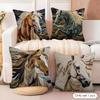 Printing Stylish Horse Cushion Cover Natural Linen Organic Fabric DoubleSided Printing Couch Pillow Covers Home Decor