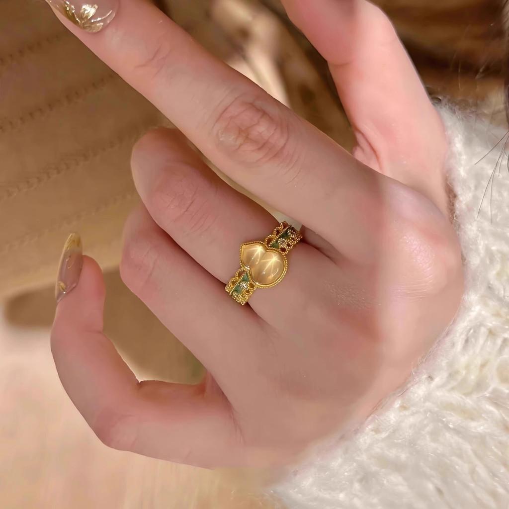 Delicate New Chinese Trend Gourd Agate Ring For Women Beautiful Minimalist Design 2024