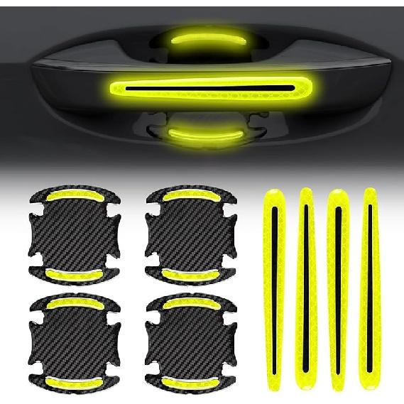 8 шт. Защита чаши ручки двери автомобиля, Защита от царапин, Универсальная для большинства ручек автомобилей, Светоотражающая наклейка (синий)