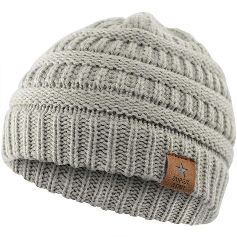 

Теплые шапки для девочек, уютные вязаные детские шапочки для девочек, мягкие зимние шапки для новорожденных и малышей серый