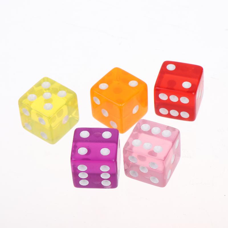 Acrylic Dice 10Pcs Transparent Color Square Corner White Dot Small Size Portable Dice for Travel Camping Outdoor Board Game Activities