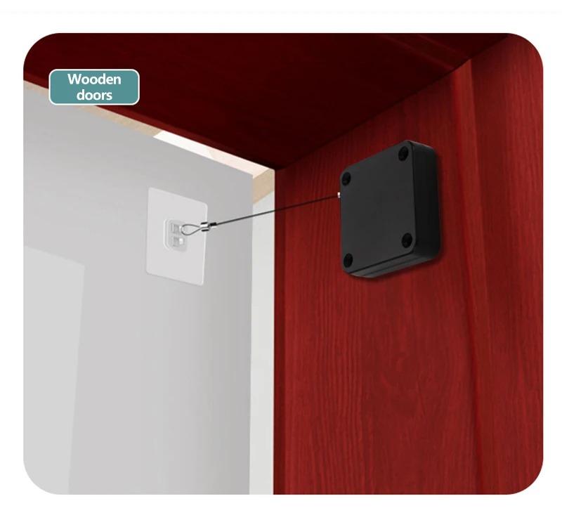 Automatic Sensor Door Closer Punch-Free Adjustable Surface Door Stopper Automatically Close Door Bracket Closer Home Improvement