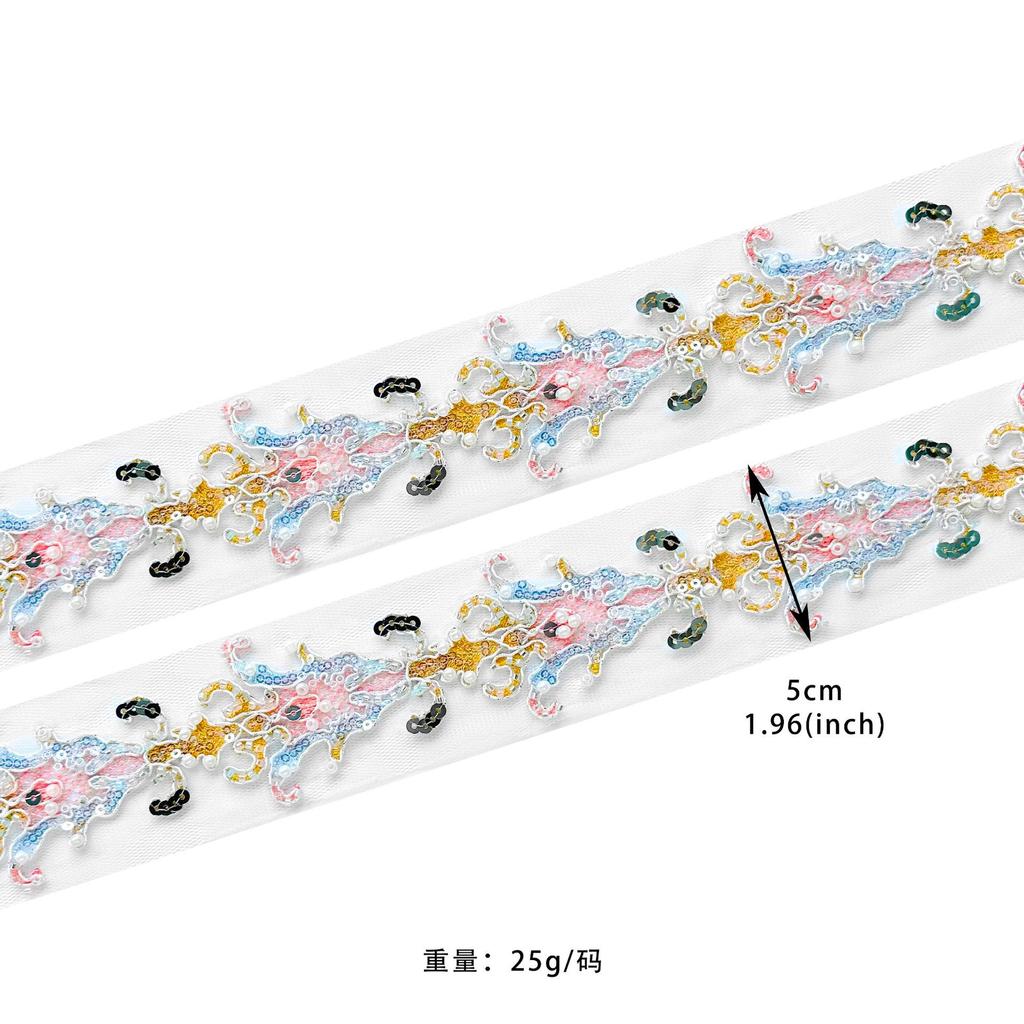 5Cm Mesh Hollow Bead Sequined Barcode Car Strand Decorative Dress Belt Performance Clothes Accessories Lace Accessories