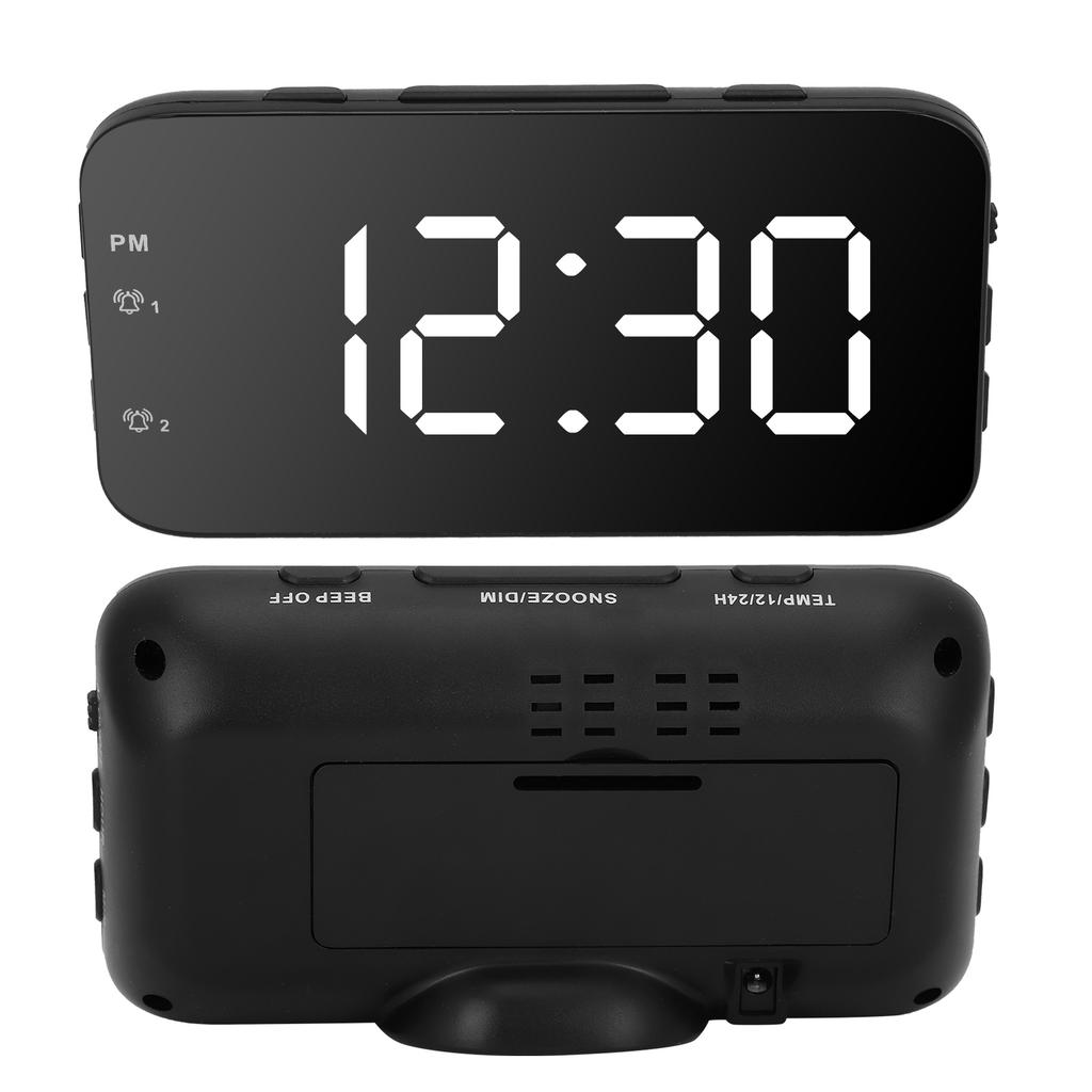 LED Digital Alarm Clock Portable Desk Clock with Snooze for Bedroom Home TravelWhite