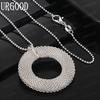 925 Sterling Silver Simple Mesh Circular Necklace - Stylish Evening Jewelry