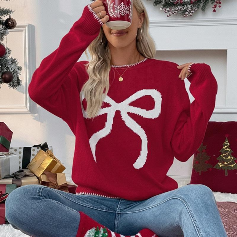 MGHR Women's Fashion Casual Autumn Winter Long Sleeve O-Neck Loose Sweaters