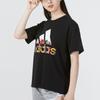 Adidas Large Logo Floral Print Sports Casual Round Neck Short Sleeve Drop Shoulder T-Shirt Women T-Shirt Black HN7754