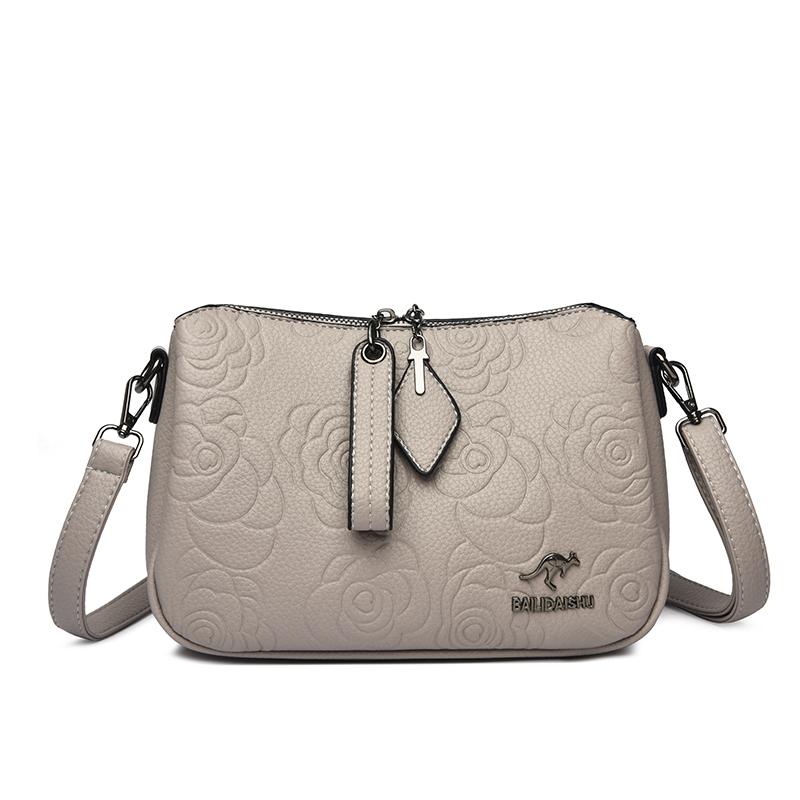Three-Layer Multi-Use Middle-Aged Mother Bag Women's Embossed Change Shoulder Crossbody Bag
