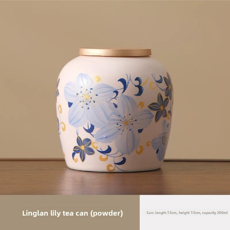 Ceramic tea jar, household moisture-proof sealed jar, small tea compartment, portable travel storage jar
