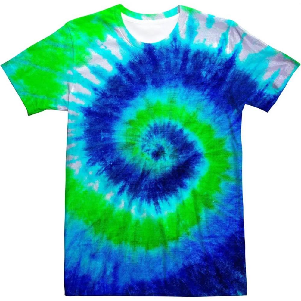 Retro 3D Neon T Shirt Psychedelic Gradient Color Tie-dye Printed Street Tshirt Men And Women O Neck Fashion Short Sleeve Tops