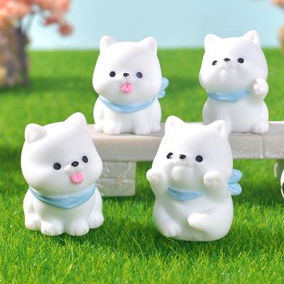 Cute Samoyed Dog Figurines Decorative Accessories Resin Cute Particle Figurines