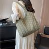 Soft Cotton-Padded Travel Shopper Tote Solid Color Women's Underarm Bag  Weekend