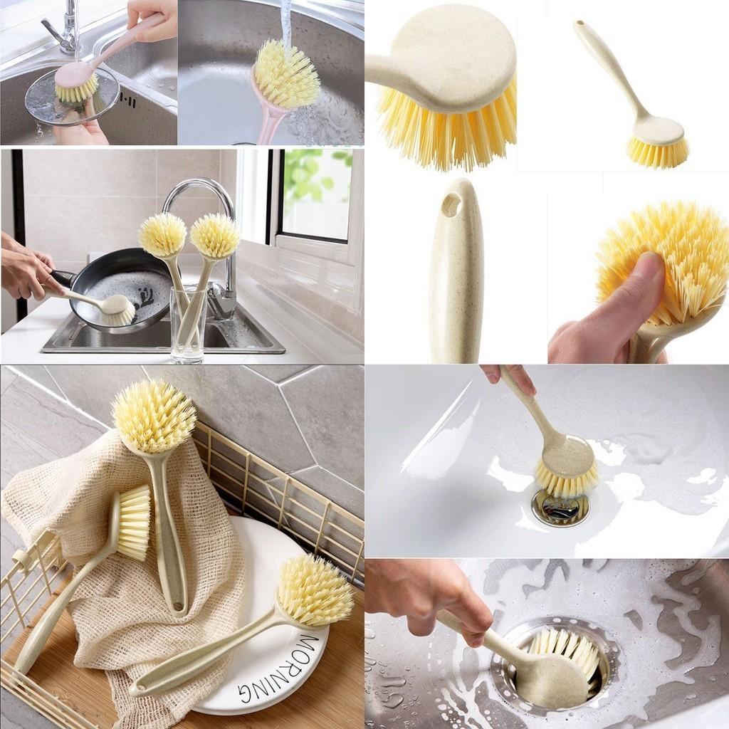 Versatile Long Handle Kitchen Cleaning Brush Perfect For Dish Washing And Pot Care