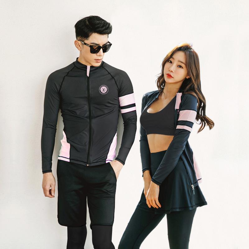 Women's Korean Style Long Sleeve Wetsuit - Sun Protection, Quick Dry, Snorkeling & Surfing Split Zipper Suit with Jellyfish Protection.
