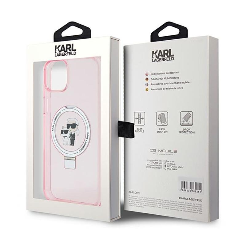Karl Lagerfeld Ring Stand Karl & Choupette Magsafe - Etui Iphone 15 Plus (Różowy)