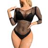 Sexy tight lingerie plus size mesh coat backless long sleeve one-piece fishnet uniform hot