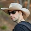 Summer Bucket Hat For Men Cowboy Cap Outdoor Sunshade Riding Hiking Fisherman Cap Big Brim Foldable Mesh Sunscreen Sunhat