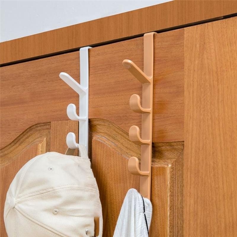 Good-24 PCS Multifunctional Fivesegment Hook As Shown Plastic Door Free Punching Seamless Hook Clothes Rack Organization
