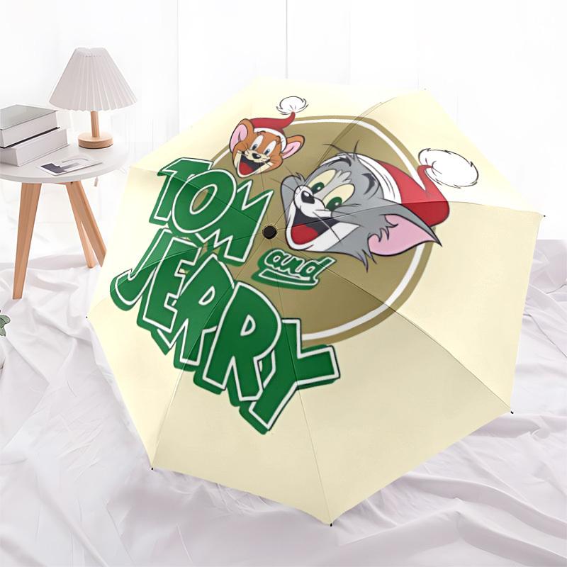 Tom Jerry Automatic Open/close Umbrella, Heavy-Duty Iron Frame, Folding Portable Design, Travel, Everyday Use 188
