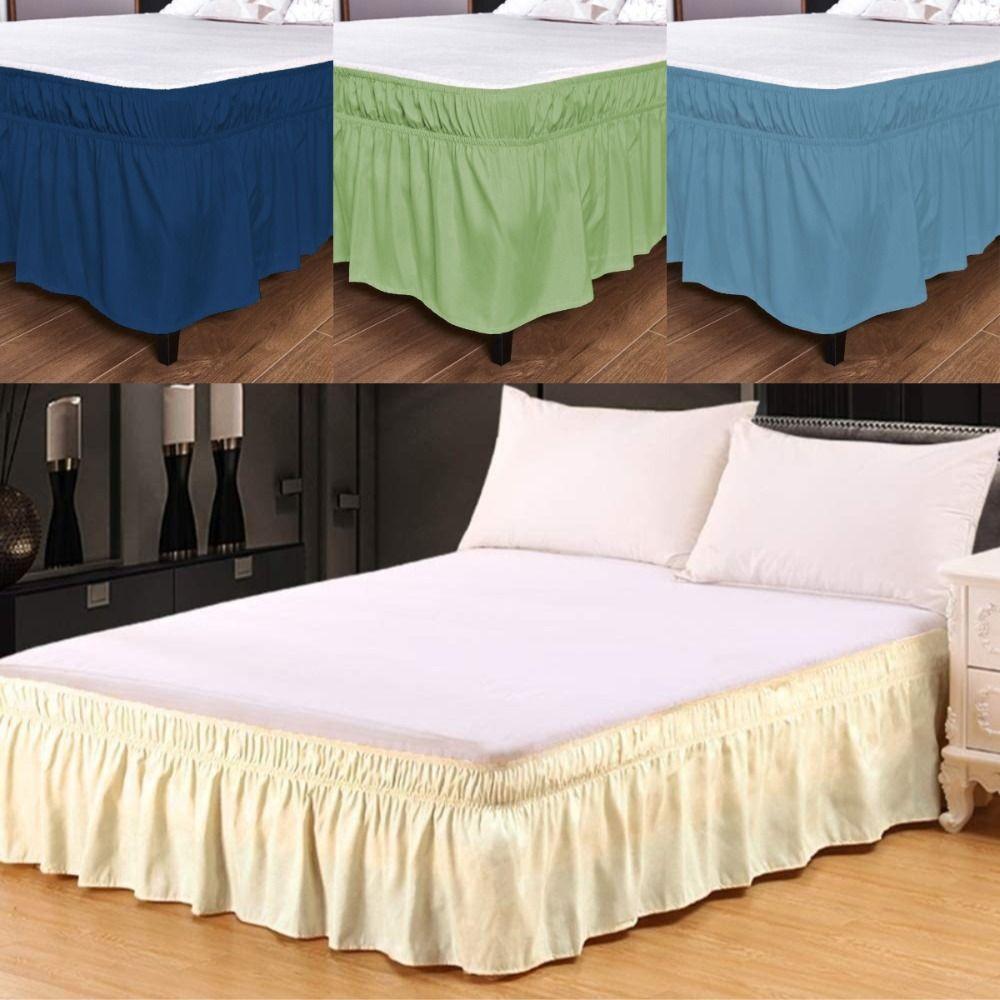 Soft Solid Color Ruffled Bed Skirt Three Sides Elastic Edge Bed Side Skirt Breathable Easy Care Bed Dust Cover Bedding Accessory
