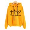Streetwear Hoodie Heart Print Letters Spring Autumn Pure Color All Match Sweatshirt for Daily Wear