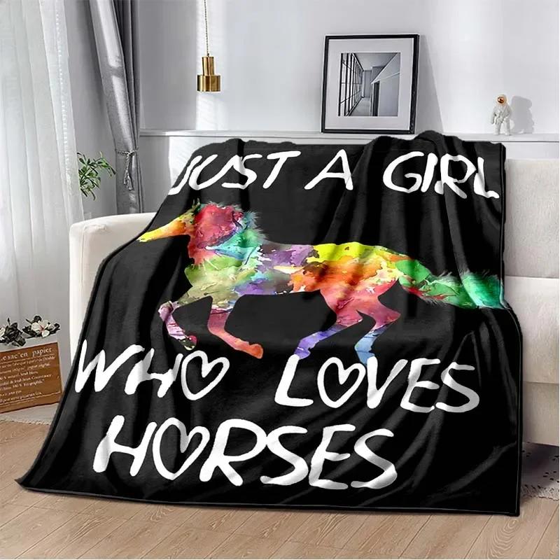 3D Print Cartoon Pentium Horse Flannel Blanket,Multi-purpose Holiday Gift Blanket Warm And Soft Blankets All Seasons