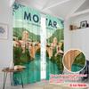 2pcs 2D flat printing Party Curtain Mostar Bridge Bosnia Herzegovina 100% Polyester Fabric Without Electricity Birthday Party