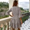 YYFS Women's Fashion Khaki 3/4 Sleeves O-Neck Casual Dresses