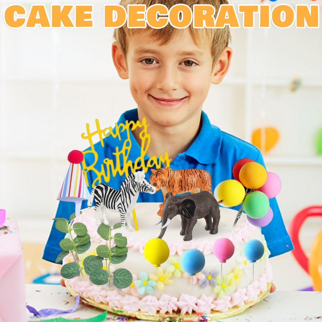 Decoraciones para Fiesta de Cumpleaños, Sombreros de Cumpleaños, Decoraciones para Pastel con Patrones de Animales (con Sombreros) Adecuado para fiestas de cumpleaños, fiestas