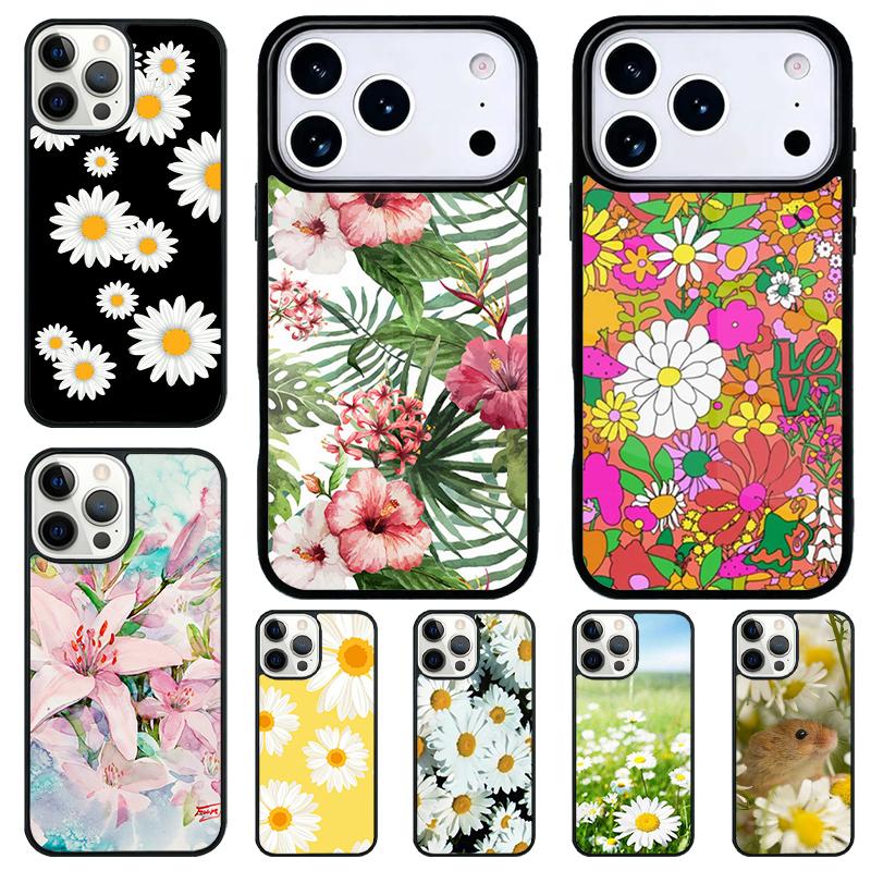 Daisy Flowers Abstract Floral Phone Case for iPhone 17 Air 16 15 11 12 14 13 Pro Max Shockproof Cover