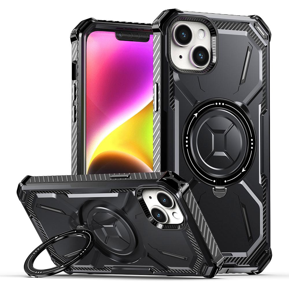 

Magnetic Phone Case for iPhone 13,PC+TPU Ring Kickstand Phone Cover Compatible with MagSafe Black