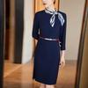Elegant Seven-Sleeve Professional Work Dress