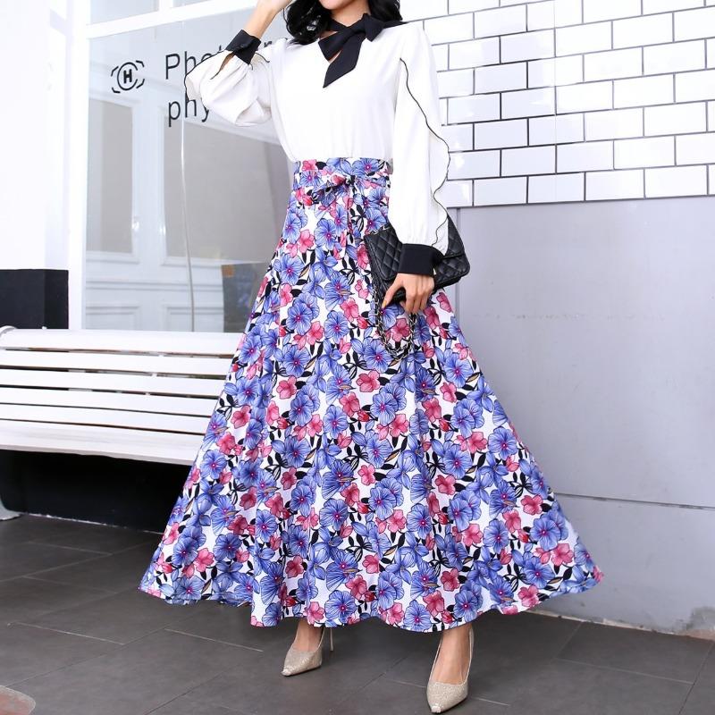 Spring new women's skirt digital printing pendulum dress