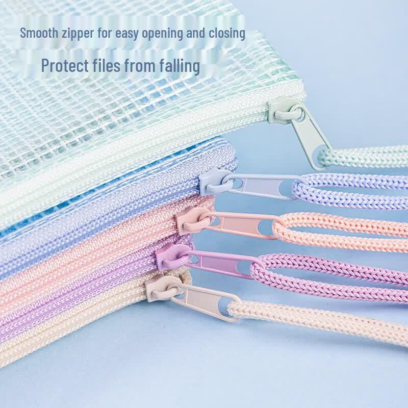 Deli A4 Mesh Zipper File Bags