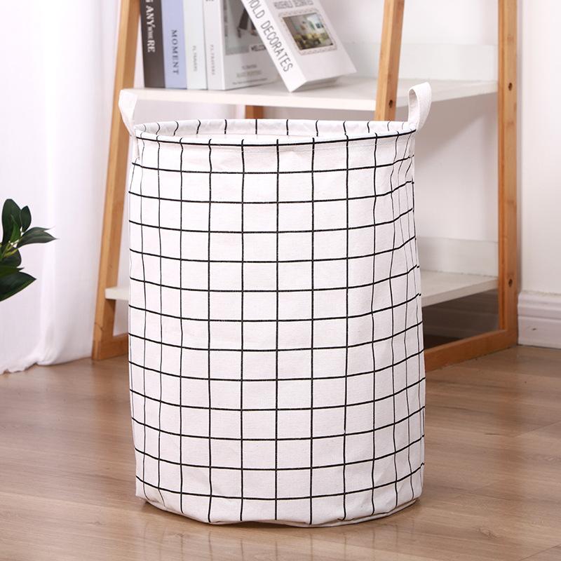 

1pcs Diameter 35cm Cylindrical Fabric Storage Basket Reinforced Handle Folding Storage Bag Large Capacity Dirty Clothes Baskets Household Goods Dia 35cm H 45cm 1pcs