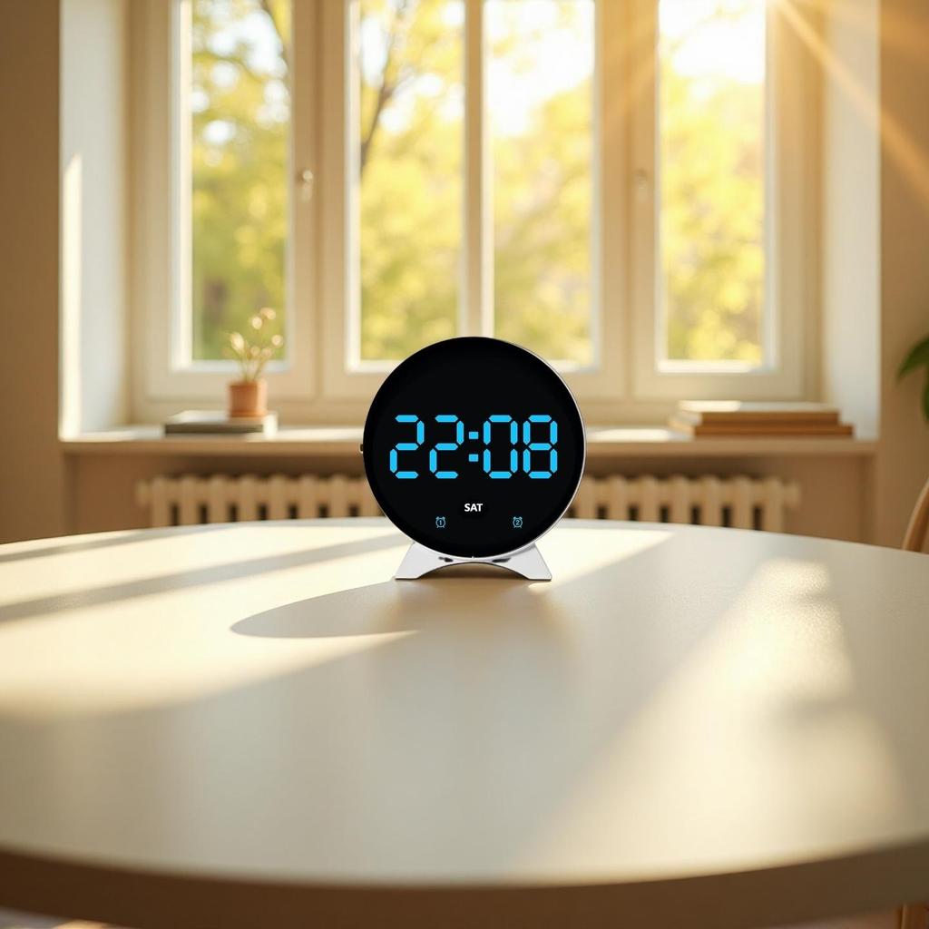 LED Digitaler Wecker Woche Datum Temperaturanzeige Helligkeit Einstellbar 2 Alarme Nachtmodus Tisch 12/24H Elektronische Uhr