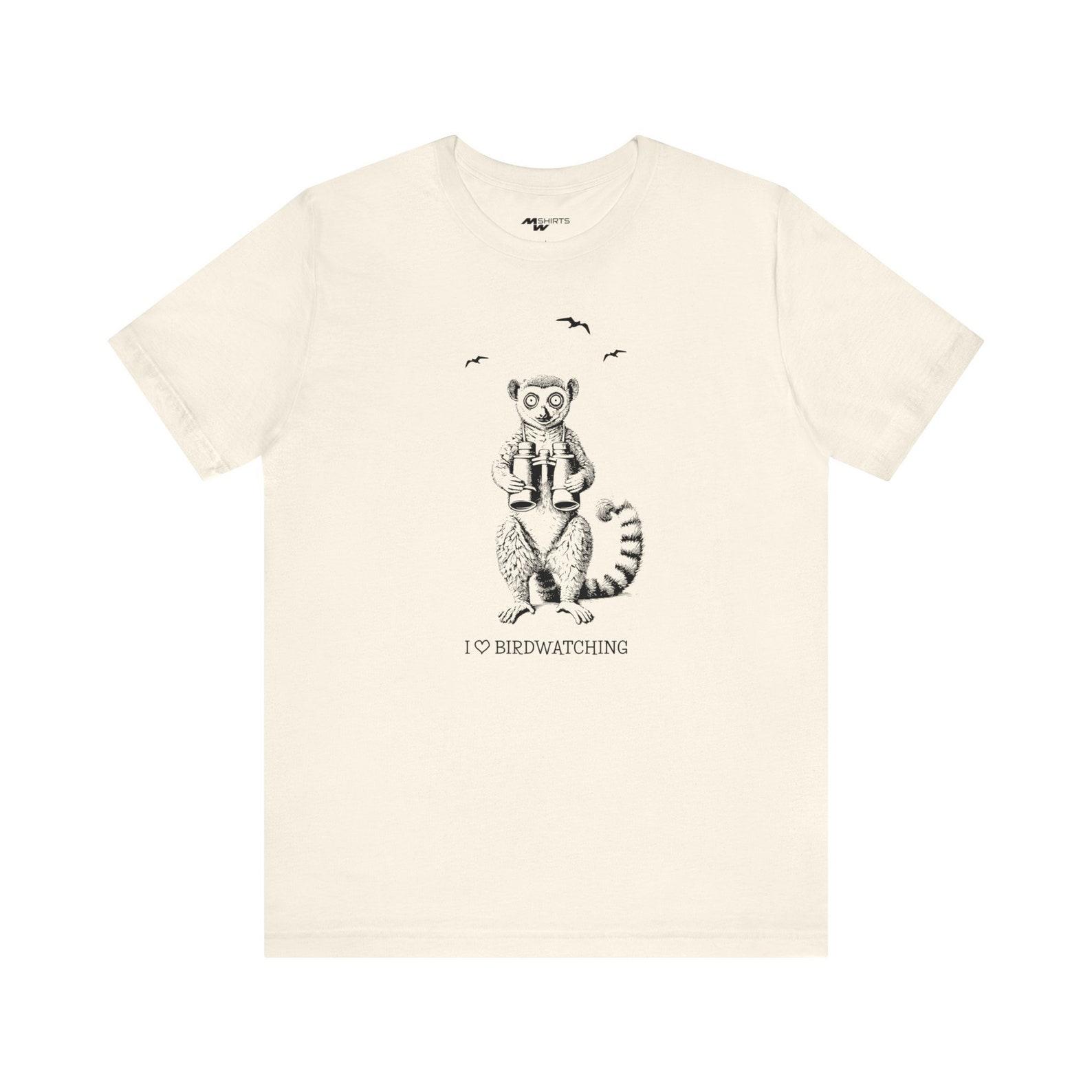Lemur Birdwatching T-Shirt - Vintage Engraving Style, Twitcher Gift 3XL