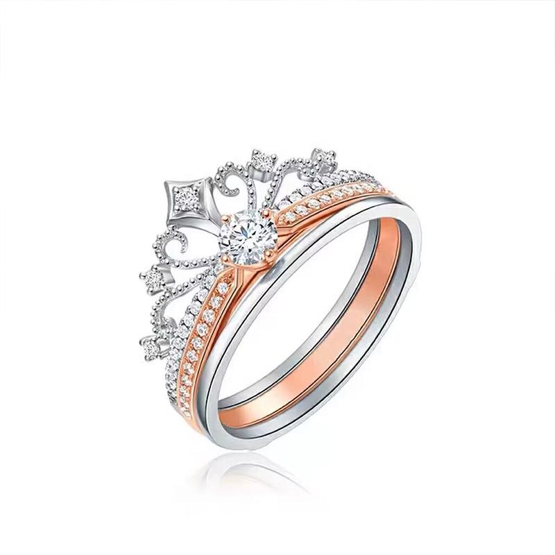 

Crown Women s Adjustable Two-in-One Diamond Ring with Unique Design Open Adjustable